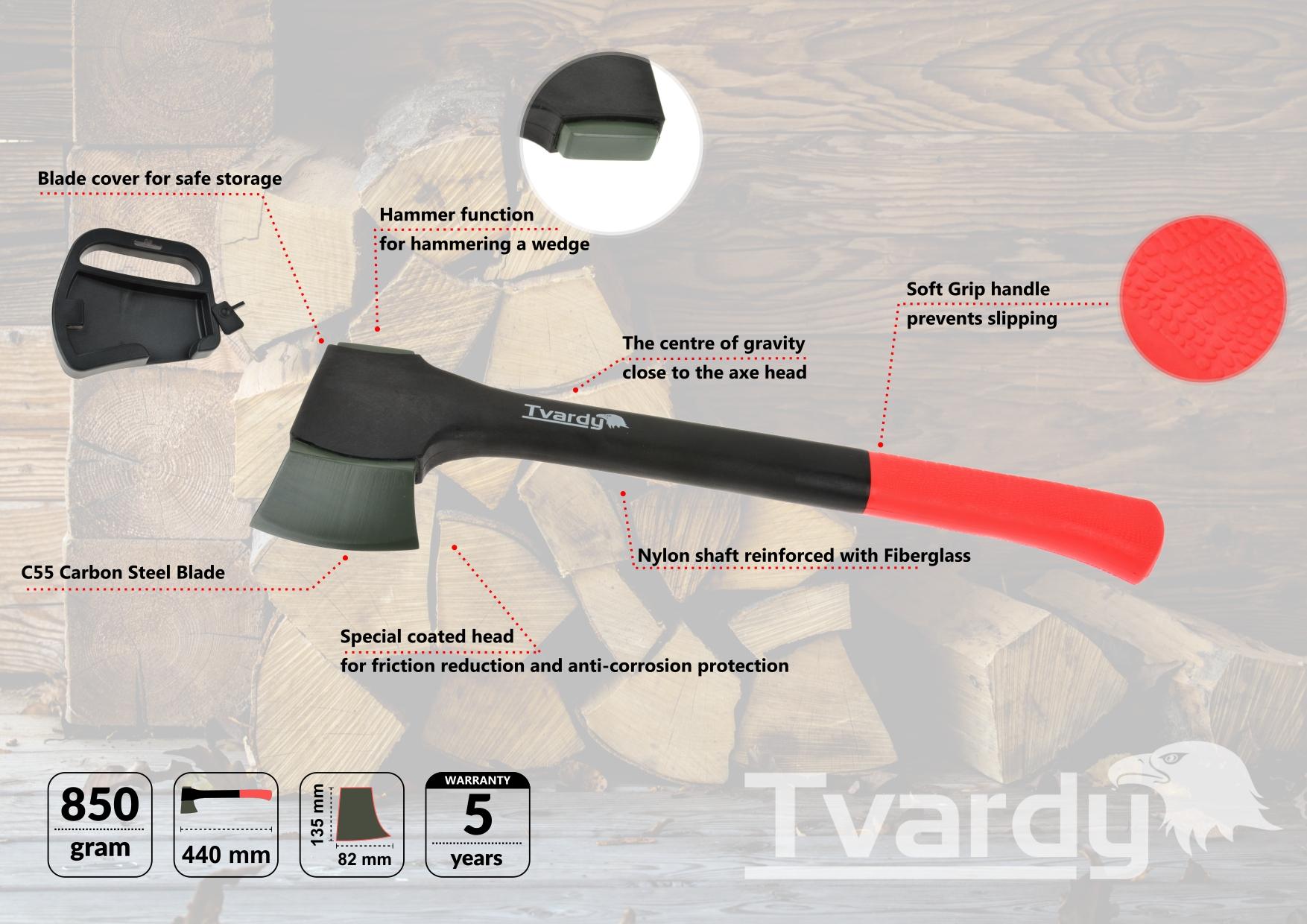 Halkaisukirves 17,5" 850g Tvardy - Image 3